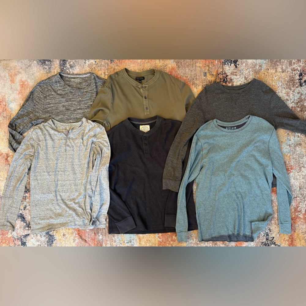 Men’s Large Long Sleeve Shirts (6 Pieces):  Banana Republic; H&M; Reclaim